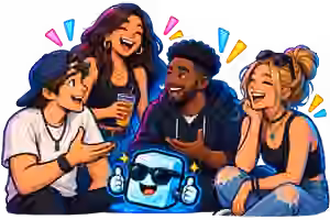 Friends talking and laughing together at an Icebreakerz event